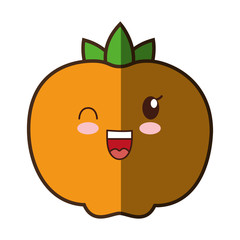 orange fresh fruit kawaii style isolated icon vector illustration design