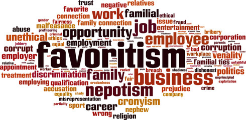 Obraz premium Favoritism word cloud concept. Vector illustration