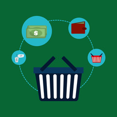 shopping money online vector illustration graphic design