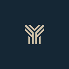 Unusual geometric letter Y. Architecture vector logo. Isolated monogram.
