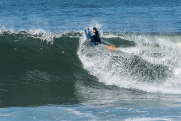 Bodyboarder in action