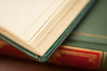 Antique book leather cover detail