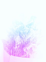 Purple and blue flower bouquet pastel background with copy space