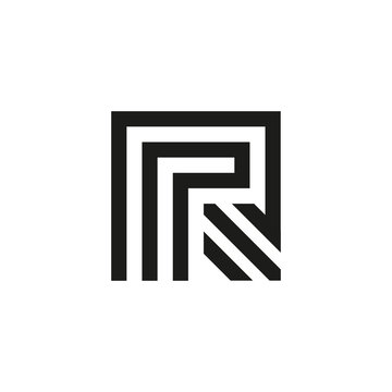 Unusual geometric letter R. Architecture vector logo. Isolated monogram.