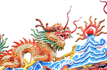 Dragon on shrine  white background