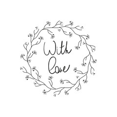 Floral frame with handwritten lettering.