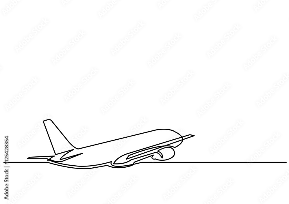 Poster continuous line drawing of jet plane