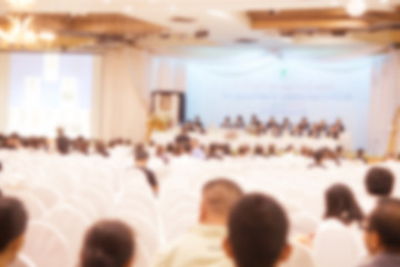 blurred Business Meeting. Audience in the conference hall.