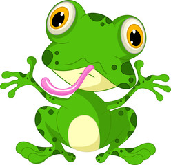 Fototapeta premium funny frog cartoon sitting