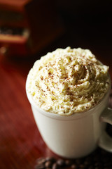 Coffee with cream on top