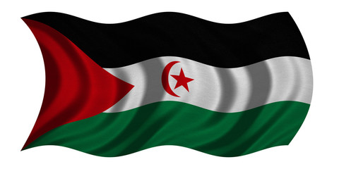 Flag of Western Sahara waving, real fabric texture
