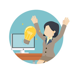 businesswoman happy with idea