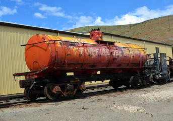 Fototapeta na wymiar Fire Tanker Car/Old fire tanker railroad car