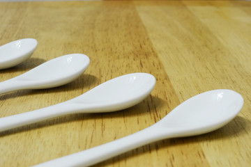 ceramic spoon on table, set spoon