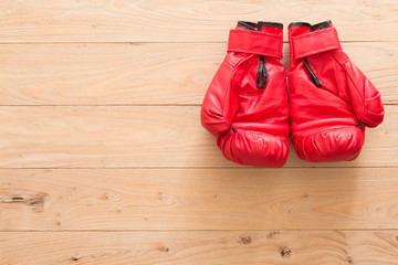 Boxing gloves in the wood