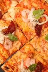 Pizza on the black background