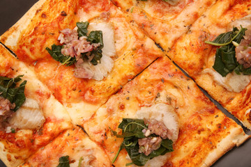 Pizza on the black background