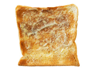 Buttered Slice toast bread isolated on a white background