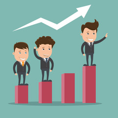 Business man standing on bar chart , Business concept cartoon, Vector illustration