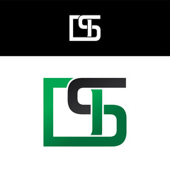 initial letter linked overlapped uppercase logo green black