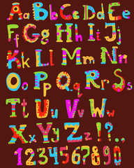Bright ethno alphabet and numbers