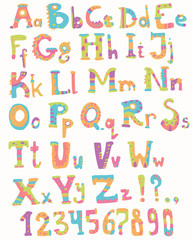 Bright pastel ethno alphabet and numbers