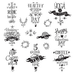 Typographic hand drawn vintage composition about health, yoga, l