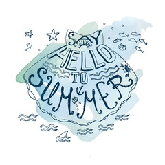 Font hand drawn composition about sea summer days