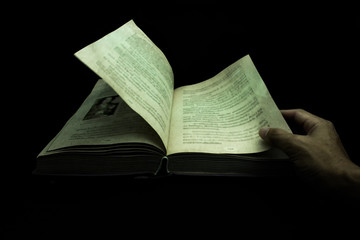 Open book in the dark