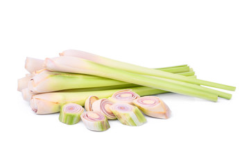 Fresh Lemongrass isolated on white