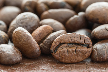 Heap of roasted brown coffee bean