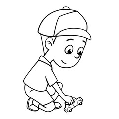 Boy playing a car cartoon style