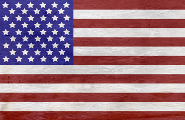 American flag on wood grain texture