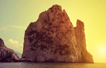 Fototapeta na wymiar Faraglioni Cliffs in island Capri - Italy, Europe