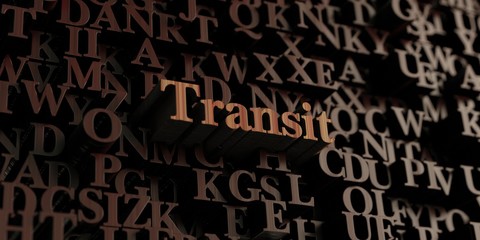 Transit - Wooden 3D rendered letters/message.  Can be used for an online banner ad or a print postcard.