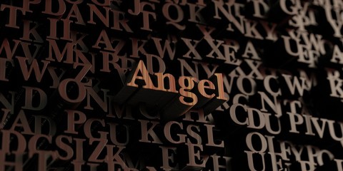Angel - Wooden 3D rendered letters/message.  Can be used for an online banner ad or a print postcard.