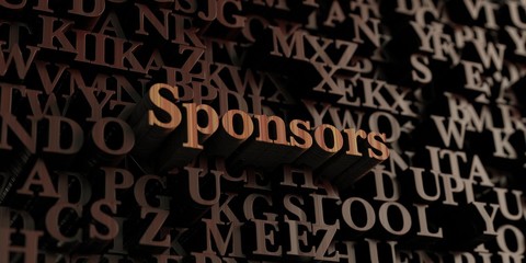 Sponsors - Wooden 3D rendered letters/message.  Can be used for an online banner ad or a print postcard.