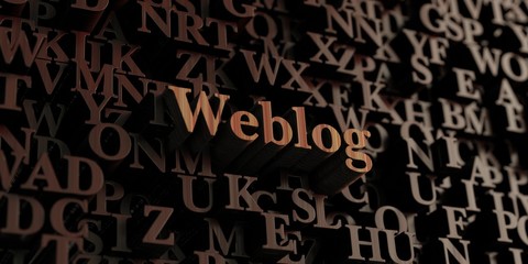 Weblog - Wooden 3D rendered letters/message.  Can be used for an online banner ad or a print postcard.