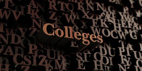 Colleges - Wooden 3D rendered letters/message.  Can be used for an online banner ad or a print postcard.