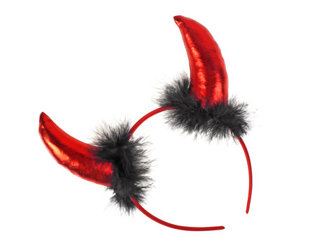 Devil Red Horns Isolated On A White Background