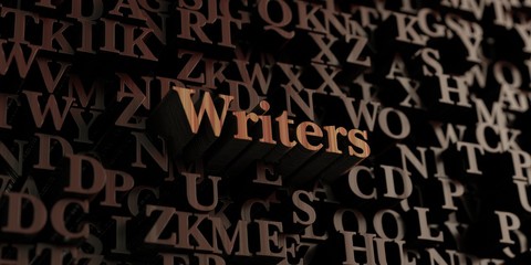 Writers - Wooden 3D rendered letters/message.  Can be used for an online banner ad or a print postcard.