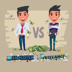 employee and freelance. character design - vector