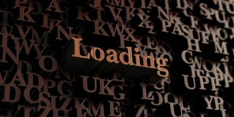 Loading - Wooden 3D rendered letters/message.  Can be used for an online banner ad or a print postcard.