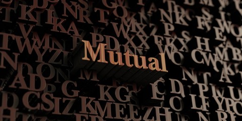 Mutual - Wooden 3D rendered letters/message.  Can be used for an online banner ad or a print postcard.