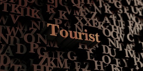 Tourist - Wooden 3D rendered letters/message.  Can be used for an online banner ad or a print postcard.