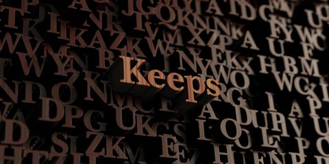 Keeps - Wooden 3D rendered letters/message.  Can be used for an online banner ad or a print postcard.