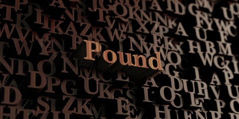 Pound - Wooden 3D rendered letters/message.  Can be used for an online banner ad or a print postcard.