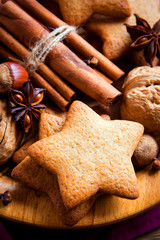 Christmas cookies, nuts and spices