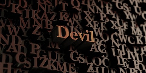 Devil - Wooden 3D rendered letters/message.  Can be used for an online banner ad or a print postcard.