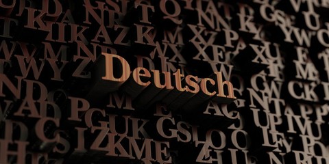 Deutsch - Wooden 3D rendered letters/message.  Can be used for an online banner ad or a print postcard.